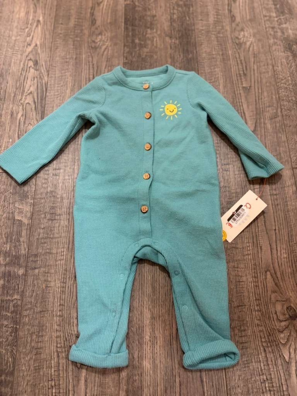 Cat & Jack Teal Long-Sleeve Baby One-Piece with Sun Applique